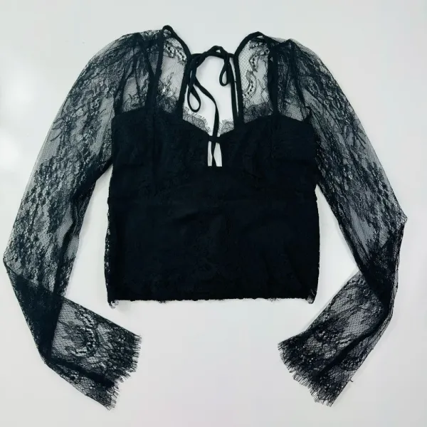 Thirty Thirty Long‎ Sleeve Delicate Lace Top Size Medium - Image 2