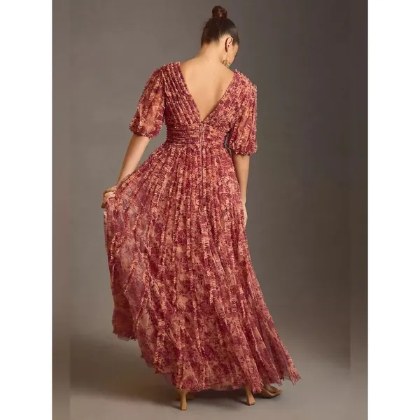 NWT Mac Duggal 8013 V-Neck Ruffled Mesh Dress Size 8 - Image 7