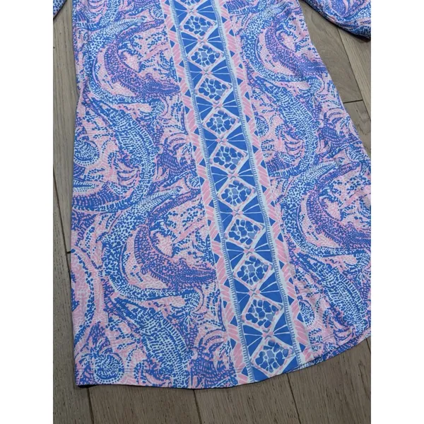 Lilly Pulitzer Size XS Preston A-Line Dress‎ Gator Geometric 100% Pima Cotton - Image 4