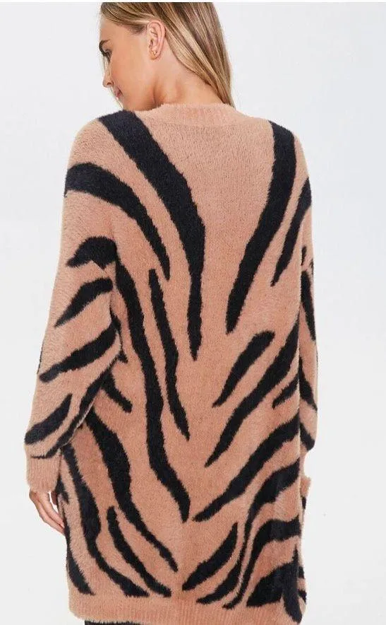 Forever 21 Tiger Print Cardigan Sweater - Image 4