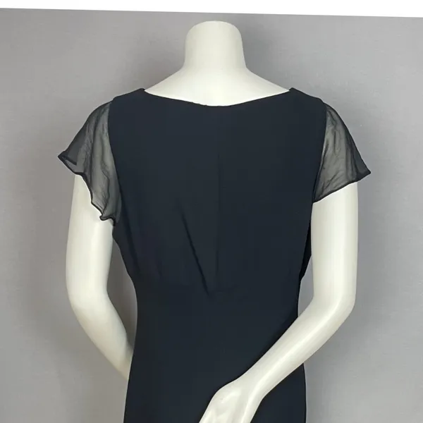 Vintage‎ Jones New York Dress Midi Dress Women 16 Black Sheer Flutter Sleeve - Image 5