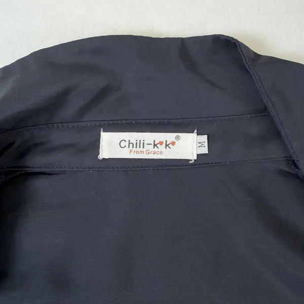 Navy Blue‎ Button Front Midi Shirt Dress – Size M Longe Sleeves - Image 5