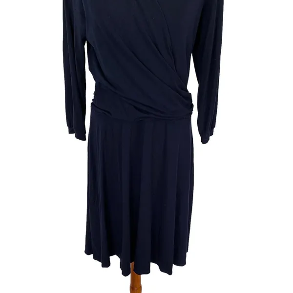 Bess And George Dress Medium Blue Long Sleeve Retro‎ Elegant Workwear - Image 3