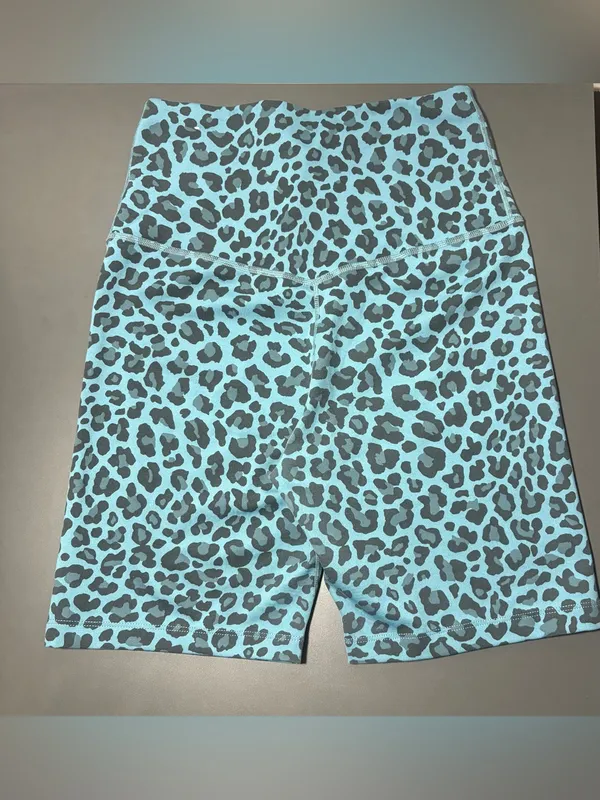 NIKE Blue Leopard Print High-Waist Bike Shorts - Image 3