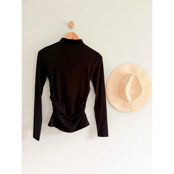 Madewell | NWT Ruched Mockneck Long Sleeve Top Black | Sz L - Image 2