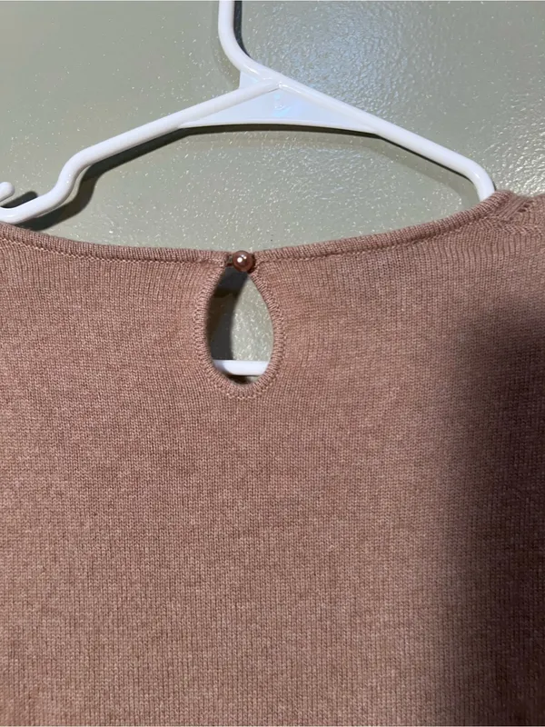 Talbots Women’s Sz Medium Pure Cashmere Sweater Dark Chestnut Heather 3/4 Sleeve - Image 10