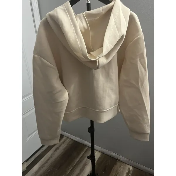 A New Day Women’s L Cream Full Zip Hooded Hoodie Relaxed Fit responsible style - Image 3