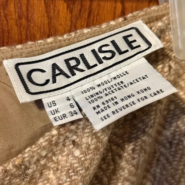 Vintage Brown Wool Herringbone Midi Skirt A-Line Dark Academia Preppy 27 Waist - Image 3