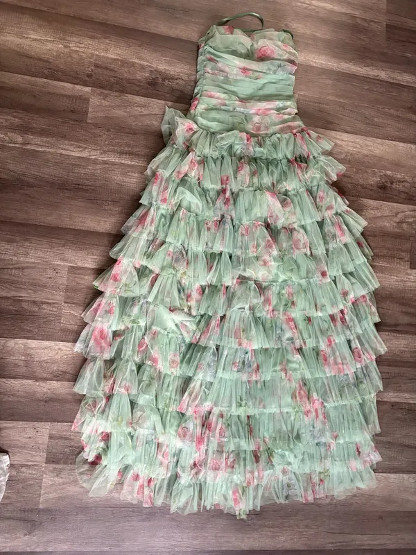 Green Floral Prom dress - Image 4
