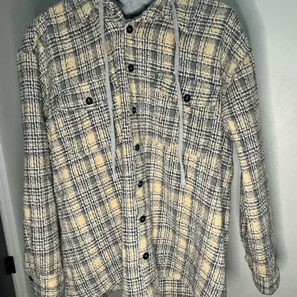 A‎ Peach (A Buckle Brand) Oversized Tweed Hooded Shacket Size Large - Image 5