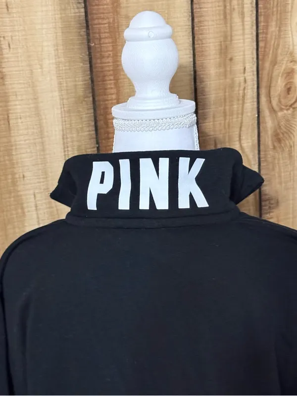 NWT PINK VS Black Quarter-Zip Pullover with White Dog Logo Size Large - Image 5