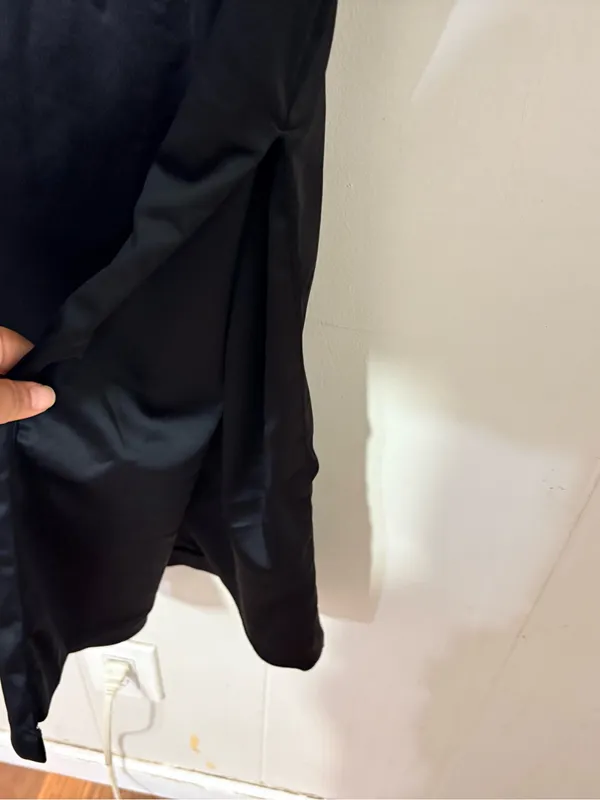 Abercrombie & Fitch Sculpting Satin Midi Dress Black XS Square Neck - Image 11