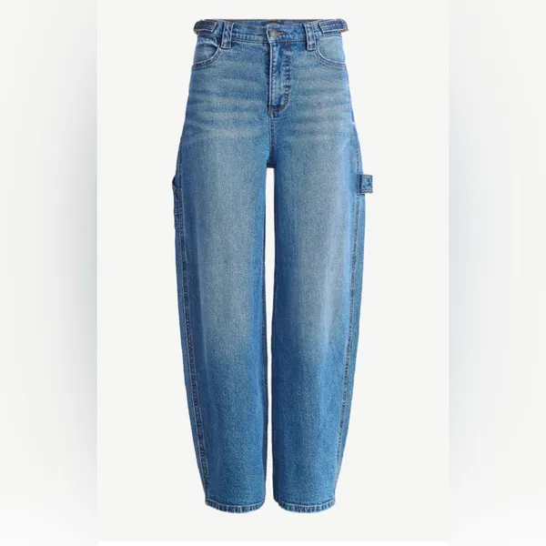 SCOOP Womens Baggy Carpenter Jeans Size 8 Distressed Adjustable Waist New - Image 6