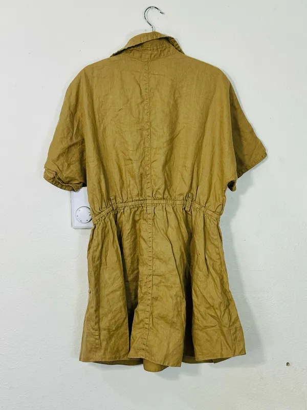 Banana Republic Olive Short-Sleeve Button Front Dress - Image 3