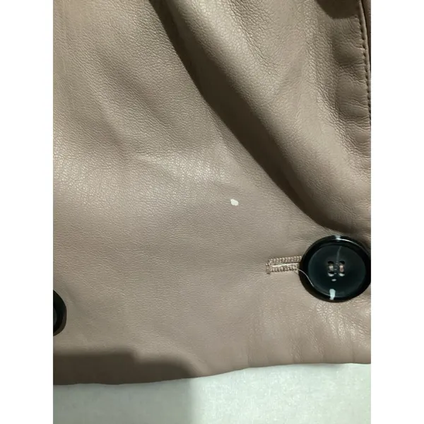 Maeve Tan Cropped Faux Leather Vegan Button Front Blazer Size 2 - Image 4