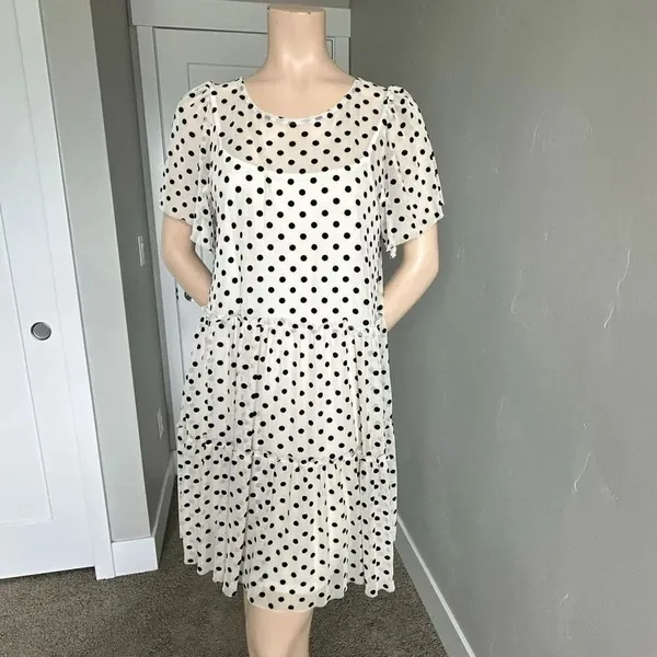 Altar’d State (Sz S) Dress Baby Doll SHEER Black Polka Dot - Image 7