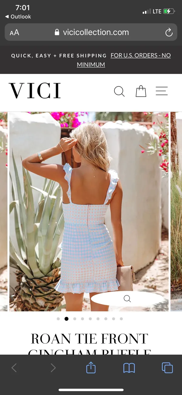 roan tie front gingham ruffle dress - Image 2
