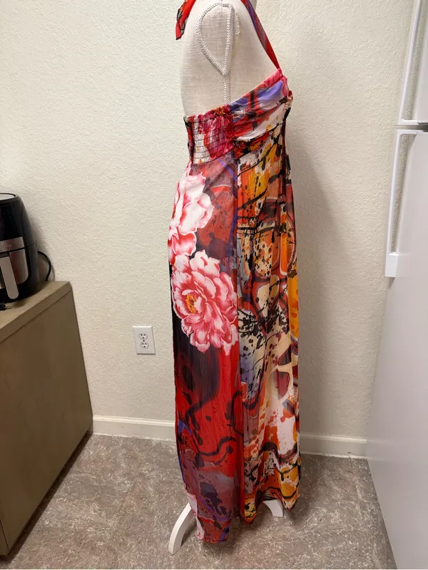Xhilaration Floral Halter Maxi Dress Size Medium - Image 10