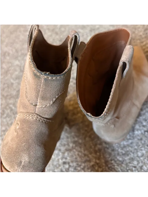 Suede Western Ankle Boot in Tan - Image 7