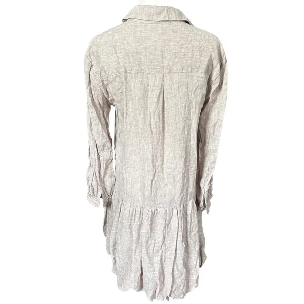 Cynthia Rowley Drop Waist Bubble Hem Linen Blend Dress Sz XS Beige Lagenlook - Image 4