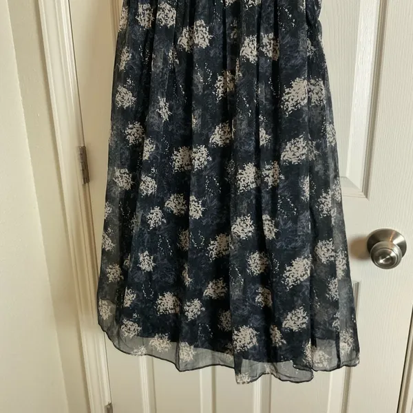 Joie Thelen Baltic Print Smocked Mini Dress Navy Blue Floral Sleeveless XL - Image 6