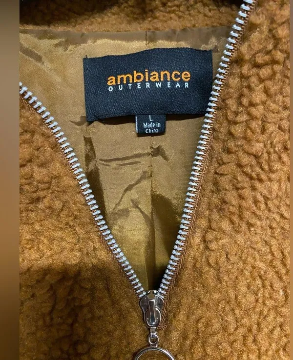 Women’s Large Ambiance Outerwear Pullover (mid zipper) Brown - Image 3