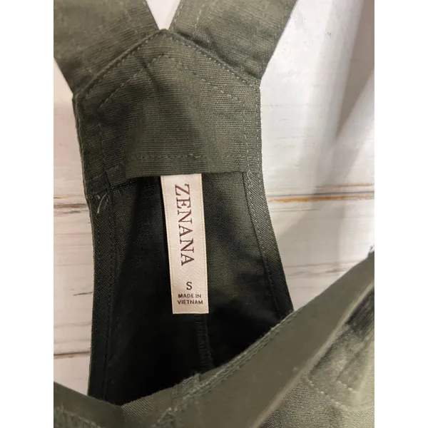 Zenana Army Green Shorts Knotted Overalls Romper Size Small - Image 7