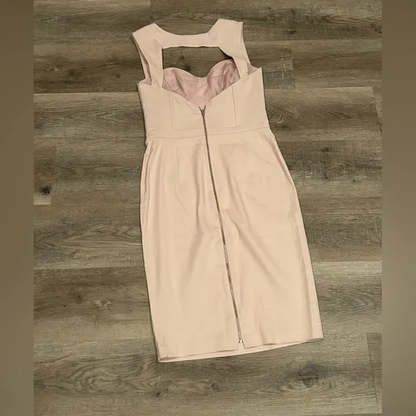 ASOS Ladies Blush Pink Dress Top lined Midi Sexy back w/zipper Brunch Date night - Image 4