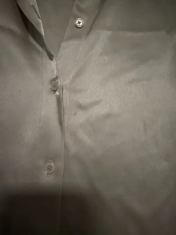 Babaton Women’s Long-Sleeve Satin Button-Up Shirt — Light Cream - Image 3