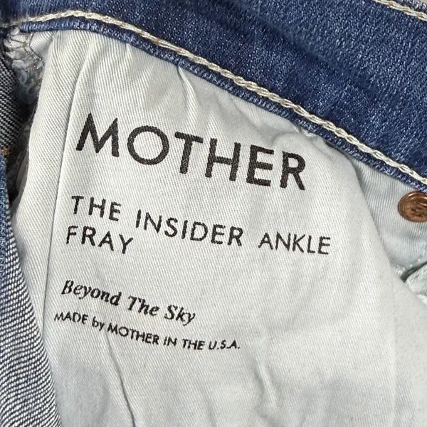Mother The Insider Ankle Fray Jeans Beyond The Sky Blue Button Fly Size 25 - Image 3