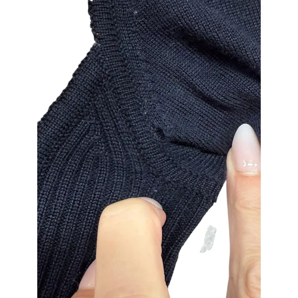 Tory Burch Black Knit Sweater‎ Textured Metallic Front Panel XS - Image 6
