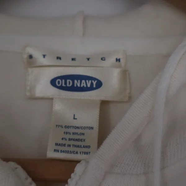 Old Navy Womens White Cotton Blend Full Zip Knit Hoodie Size L 10608 - Image 2