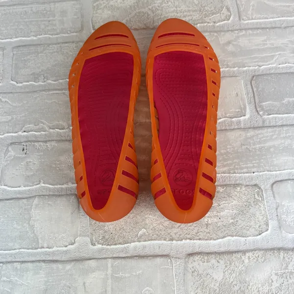 Crocs Adrina II Women 7 Orange Jelly Flats Sandals Casual Summer Vacation Travel - Image 5