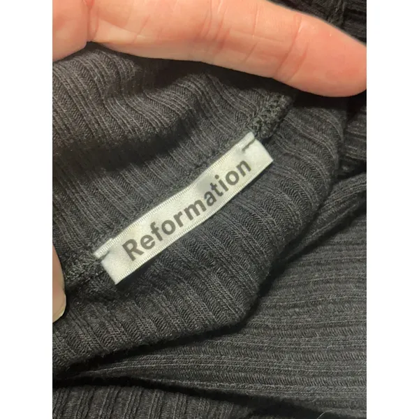 Reformation Sidra Knit Top Black Ribbed Wrap‎ Cropped Short Sleeve Small S USA - Image 7