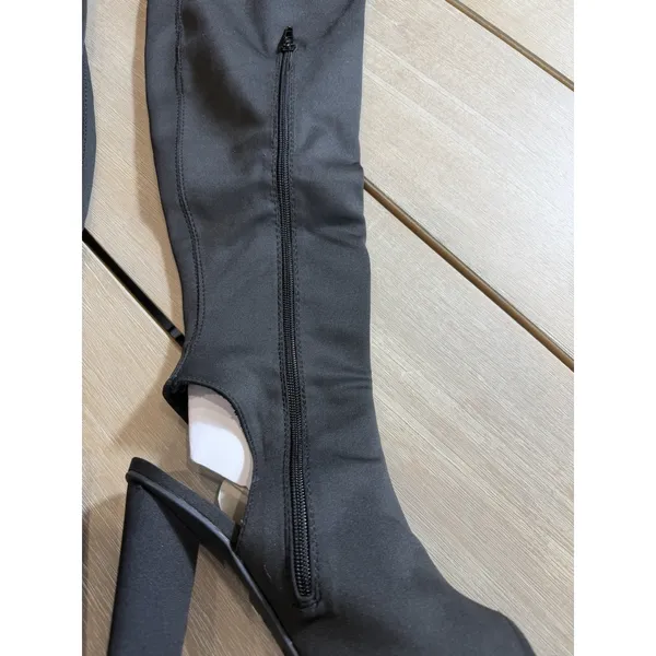 Bamboo Women’s Sunlight-02s Size‎ 9 Thigh High Stretchy Peep Toe Heeled Boots - Image 5