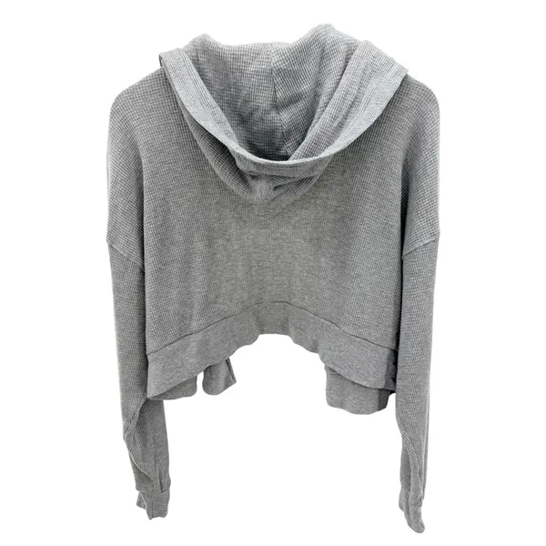 Aritzia Tna Gray Waffle Knit Cropped Zip Hoodie Size 2 AS IS Missing Zipper Pull - Image 7