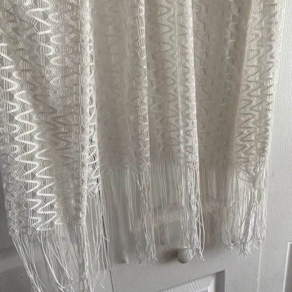 Alexa & Stella Open Front Fringe Kimono Cardigan Womens Size S White Lace Boho - Image 3
