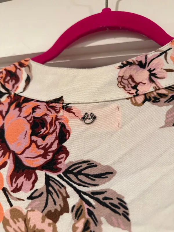 Maaji Floral Ruffled Swim Coverup in White‎ and Pink small - Image 6