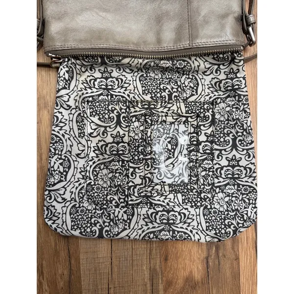 Hobo The Original Gray Leather Crossbody Bag Shoulder Purse Organizer - Image 8