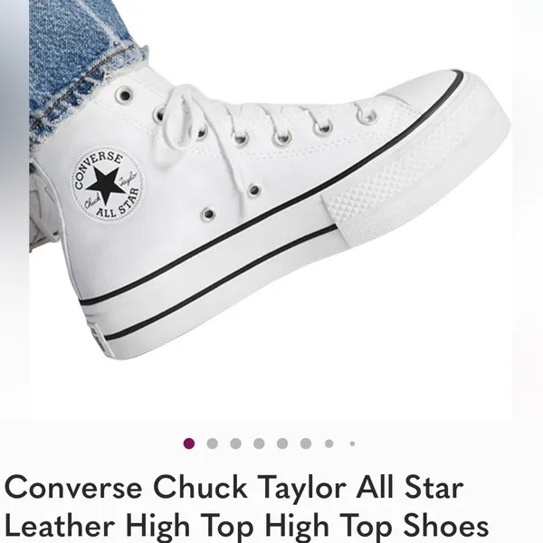 Converse Chuck Taylor All Star leather high tops. White size women’s 6.5 - Image 2