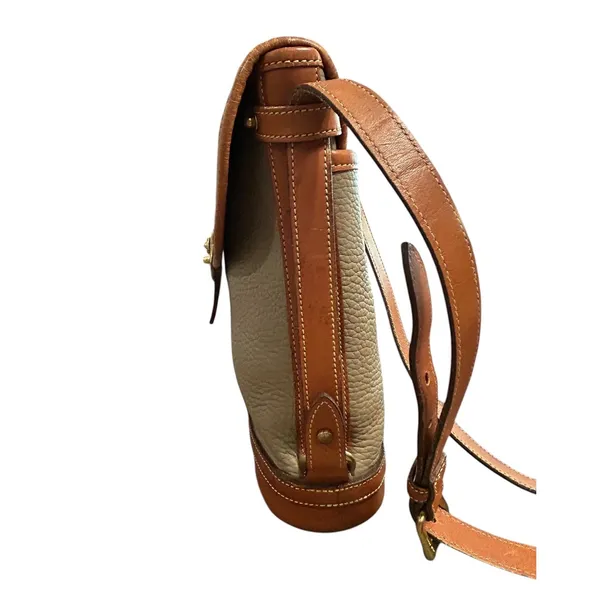 Dooney & Bourke Vintage Leather Shoulder Taupe Tan Cavalry Spectator Crossbody - Image 6