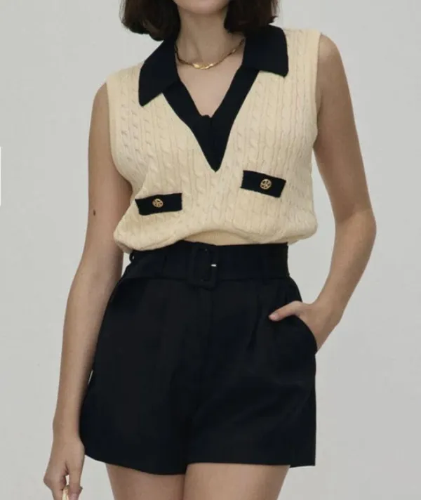 RIHOAS The Black High-waisted Pleated Belted Shorts 3 - Image 4