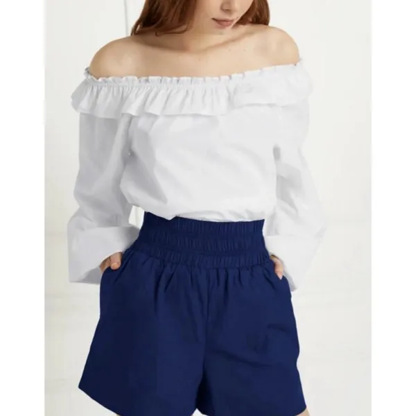 Hill House The Livie Shorts size XL Elasticated Smocked Waistband Pull On Blue - Image 2
