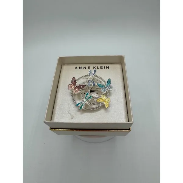 Anne Klein Silver Tone Crystal Butterfly Dragonfly Pin Brooch NWT - Image 2