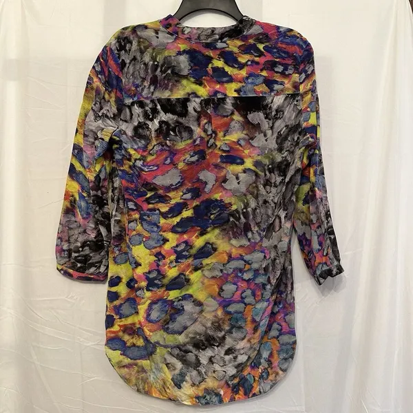 Amanda Uprichard Size Small Multicolor Print Silk‎ 3/4 Sleeve Blouse Top - Image 3