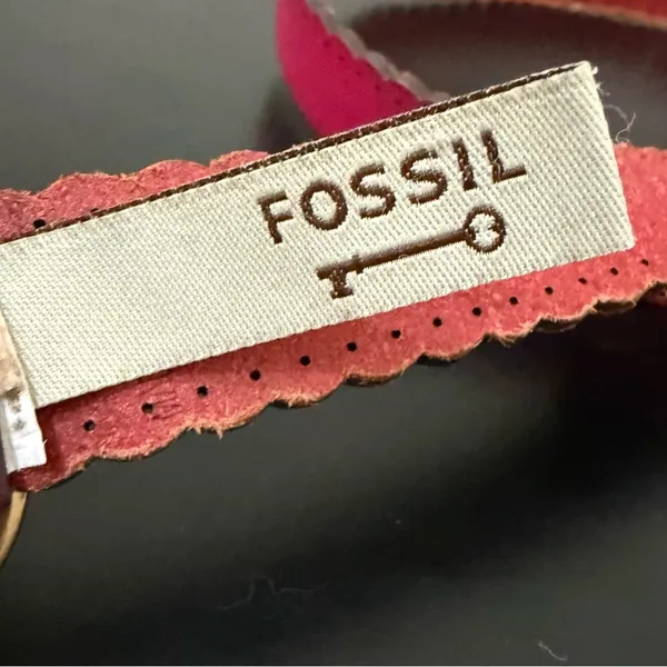 FOSSIL BT4028690 Pink Scalloped Edge Leather Belt Size S Waist 29.5”-33.5” - Image 6