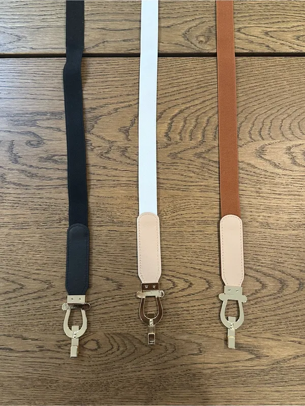 Shein Lot Of 3 Elastic Metal Clasp Belts One Size - Image 5