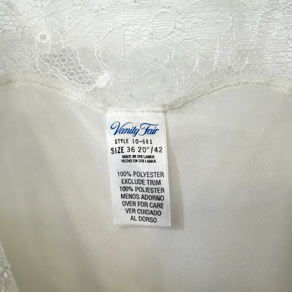 VTG Vanity Fair Modern Romance 36 Ivory Lace Slip Nightgown Sleepwear NWT 1808‎ - Image 3