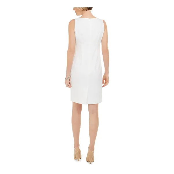 NWT Kasper Womens Size 18 White Jacquard Sheath Empire Waist Cocktail Dress NEW - Image 3