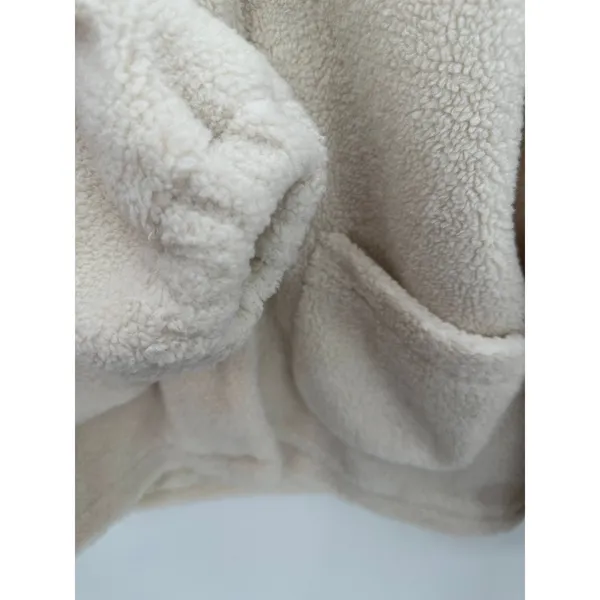 Dazy‎ White Sherpa Button Front Jacket Women Small Patch Pockets Cozy Teddy Coat - Image 4